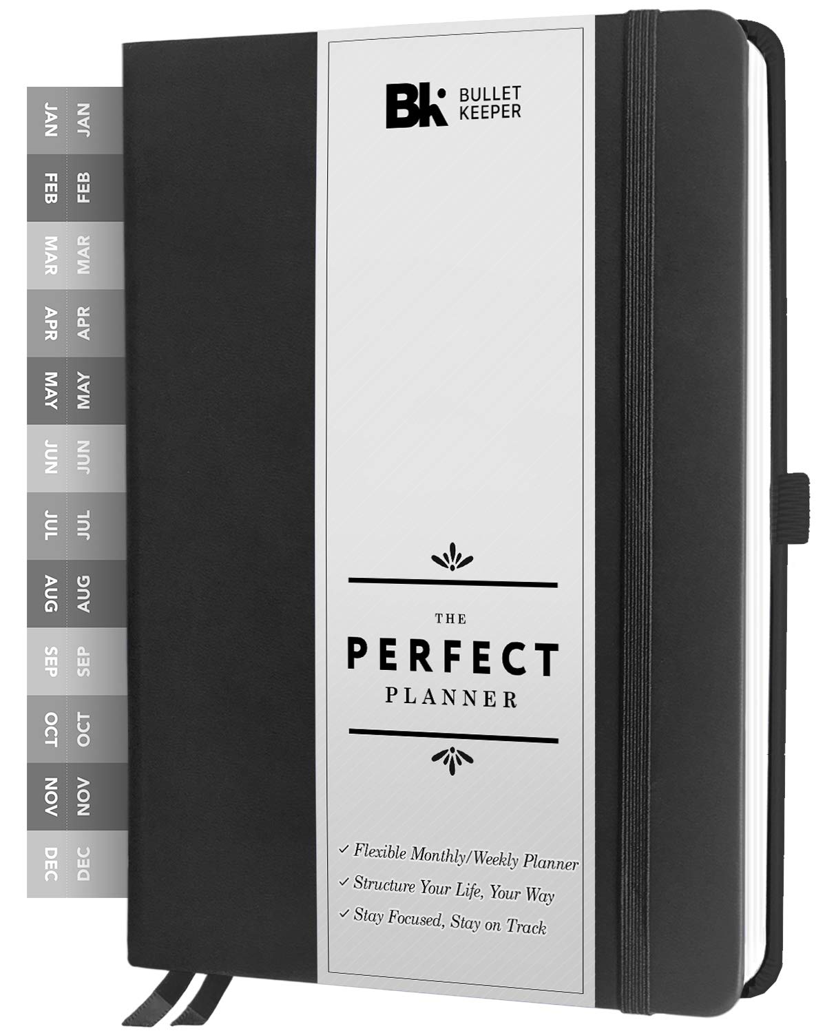 Book Cover BK Undated Weekly/Monthly Planner 2023-2024 Daily Planner Agenda & Personal Organizer to Increase Productivity, Academic Planner w/Sticker Set. A5 (5.8 x 8.3) - Black Hardcover