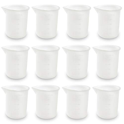 Book Cover Coopay 12 Pieces 100 ml Silicone Measuring Cup DIY Resin Glue Tools Cup for Making Handmade Craft Nonstick Silicone Mixing Cups