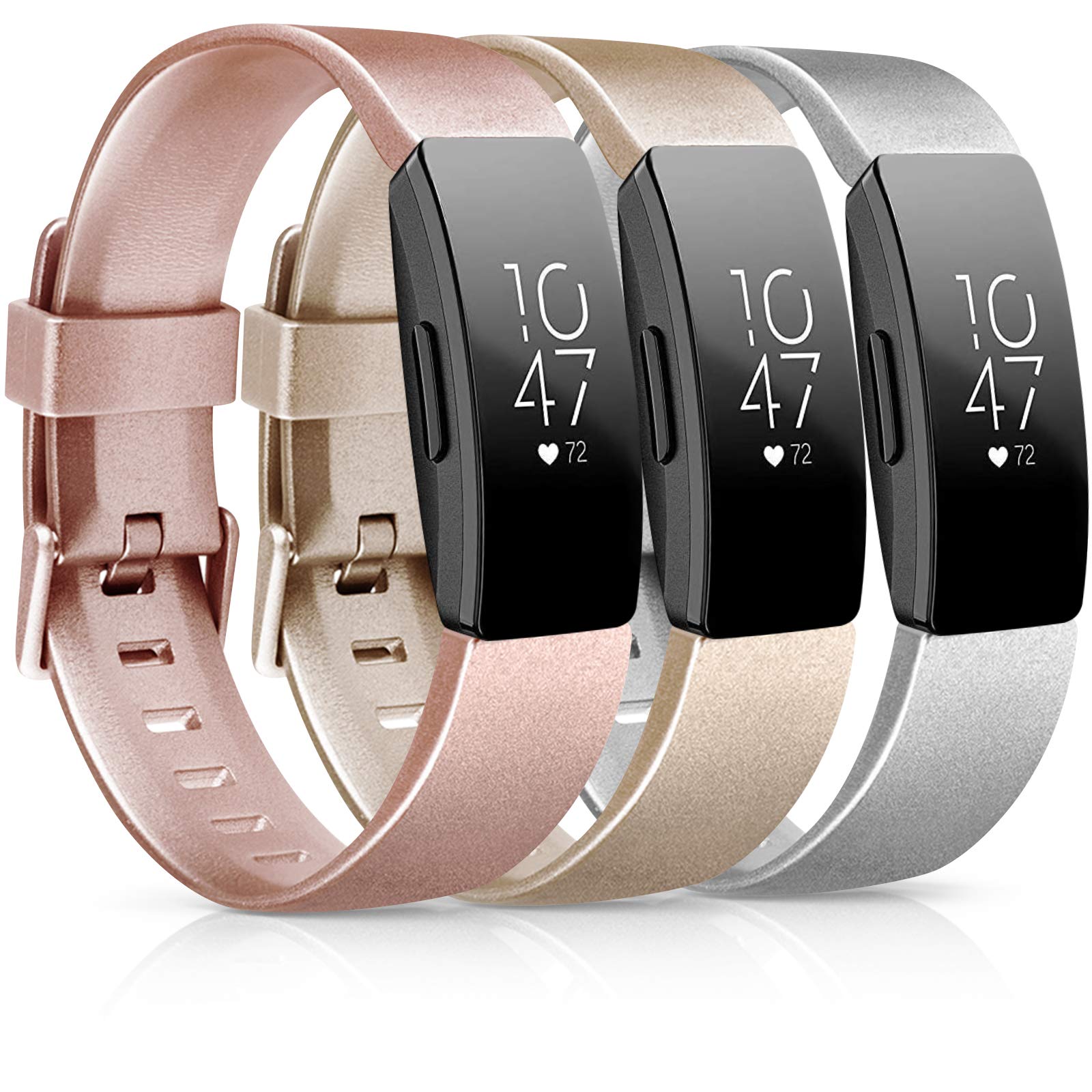 Book Cover [3 Pack] Soft TPU Bands Compatible with Fitbit Inspire 2 / Fitbit Inspire HR/Fitbit Inspire/Fitbit Ace 2 Wristbands Sports Waterproof Straps for Fitbit Inspire HR (01 Rose Gold/Gold/Silver, Small) Small 01 Rose gold/Gold/Silver
