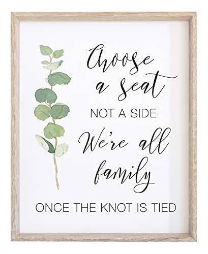 Book Cover Choose A Seat Not a Side Sign for Wedding Ceremony | Watercolor Eucalyptus Greenery on Thick Cardstock Paper | (1) 8x10 Wedding Decoration