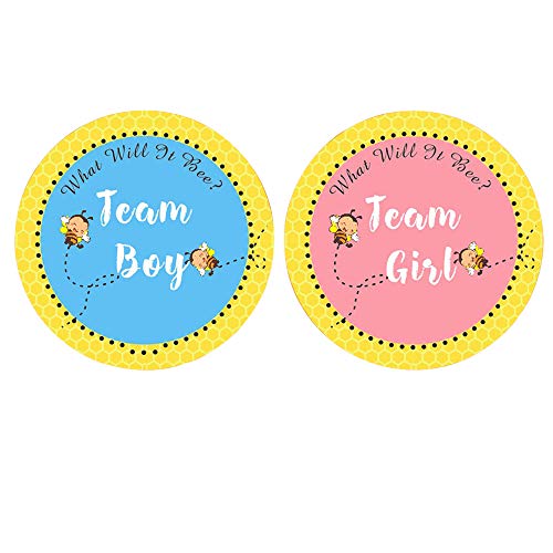 Book Cover 100 Pcs Baby Bee Gender Reveal Sticker Team boy and Team Girl Baby Shower Sticker Labels