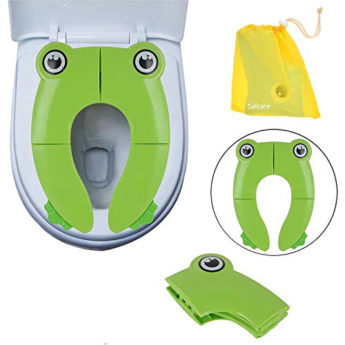 Book Cover Folding Large Non-Slip Potty Training Seat for Boys and Girls, Travel Portable Reusable Toddlers Toilet Seat Covers Liners Fits Round & Oval Toilets with Carry Bag