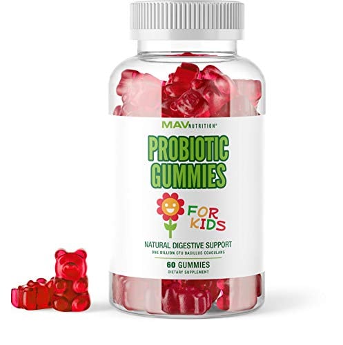 Book Cover MAV Nutrition Probiotics for Kids Vitamins - Flora Health Support Gummies with 2 Billion Live Probiotic Cultures Fiber Supplement; Natural Flavor; 60 Gummies