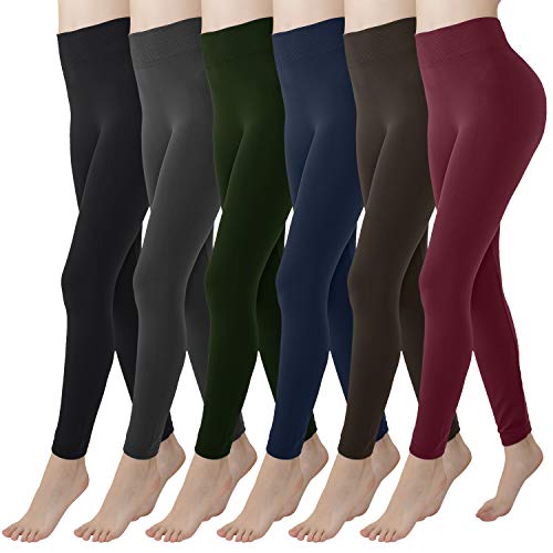 Book Cover Premium Women Leggings High Waist Yoga Pant Seamless Slimming Leggings for Women (Black+Dark Gray+Green+Brown+Burgundy+Navy, One Size)