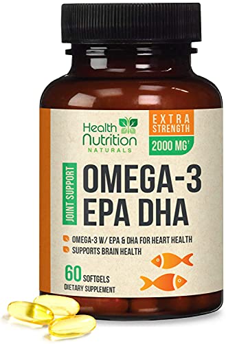Book Cover Omega 3 Fish Oil 2,000mg Supplement with EPA & DHA Omega 3's - Supports Heart Health - Wild Caught, Burp Less, Formulated for Optimal Absorption - for Women and Men - 60 Softgels