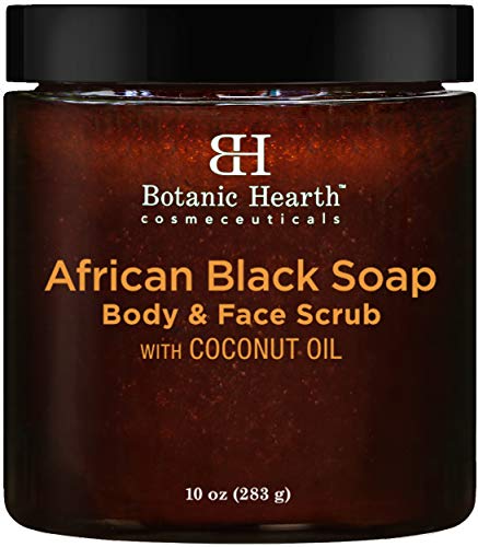 Book Cover Botanic Hearth African Black Soap Face and Body Scrub - Skin Care with Coconut Oil - Promotes Healthy, Acne Prone Skin, 10 oz
