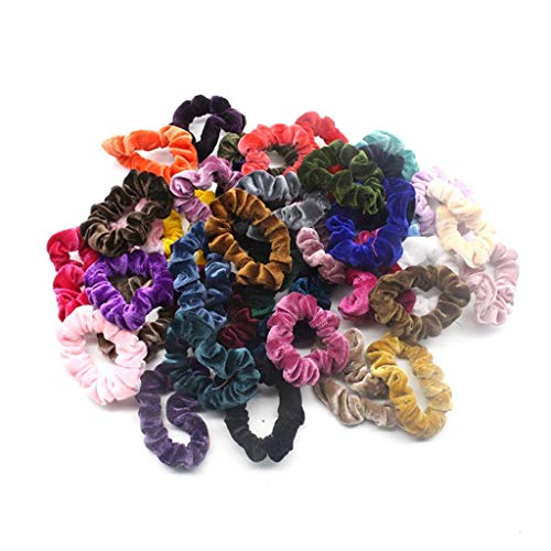 Book Cover KANGMOON 40 Pcs Hair Scrunchies Velvet Elastic Hair Bands Hair Ties Ropes for Women or Girls Hair Accessories - 40 Assorted Colors Scrunchies