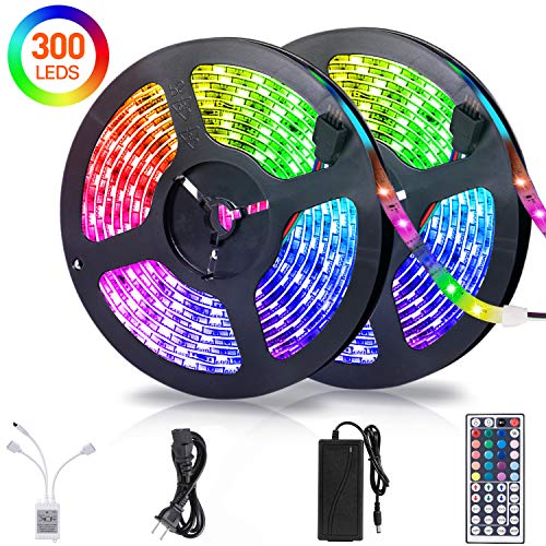 Book Cover LED Strip Lights, RGBW LED Light Strip with 44 Keys IR Remote and 12V Power Supply Flexible Color Changing Lights
