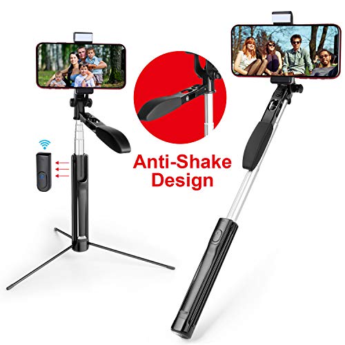 Book Cover MOCREO Selfie Stick, Gimbal Stabilize Selfie Stick with LED Light Smooth Video Record Tripod Extendable Anti-Shake Selfie Stick for Live Broadcast Compatible with Smartphone Remote Control