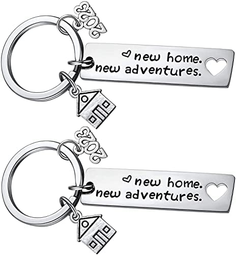 Book Cover 2PCs New Home Keychain 2023 Housewarming Gift for New Homeowner House Keyring Moving in Key Chain New Home Owners Jewelry from Real Estate Agent