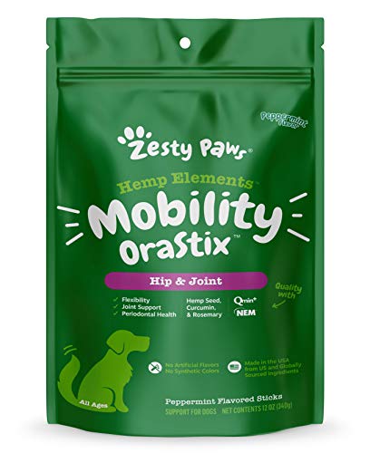Book Cover Zesty Paws Hip & Joint Mobility Sticks for Dogs - with Hemp Seed, Curcumin, Eggshell Membrane & Taurine - Support for Hips & Joints + Cartilage Health - Proprietary Healthy Teeth & Gum Blend