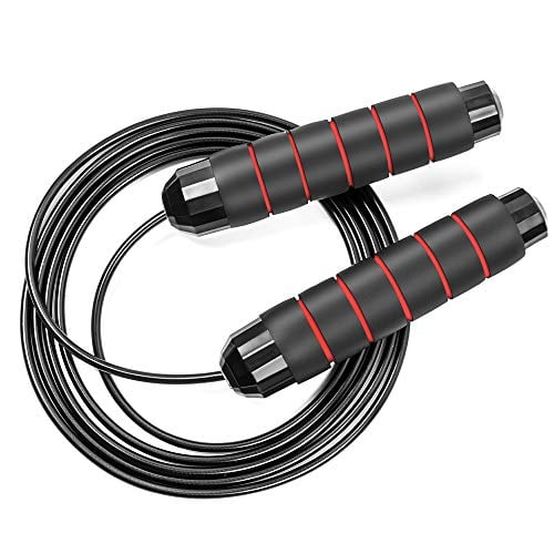 Book Cover Adjustable Jump Rope Tangle-Free Skip Rope with Ball Bearings Speed Jumping Rope, Ideal for Aerobic Exercise, Crossfit Training, Boxing, MMA Workouts - Adjustale Skip Rope for Men, Women and Children