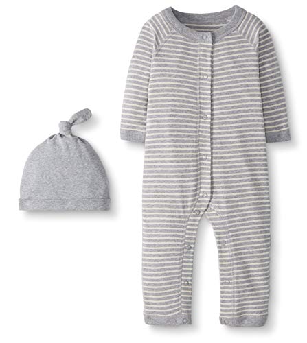 Book Cover Moon and Back by Hanna Andersson Unisex Baby Snap Front One Piece Coverall with Cap Set
