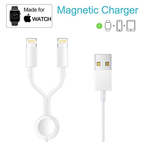 Book Cover Compatible with Apple Watch iPhone AirPods 3 in 1 Charging Cable Wireless Charge for iWatch 4 3 2 1 iPhone X/XS/MAX/8/8Plus/7Plus/7/6 Plus/iPad4/iPad Air/iPad Mini Charging Cable 1.3m, White.