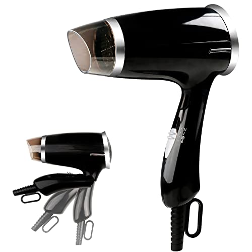 Book Cover Folding Blow Dryer for Travel Compact Hair Dryer 1000 to 1200W Professional Small Negative Ionic Women Lightweight Hair Dryer with Diffuser,Mini 7.9 * 6.5 Inch,Gifts for Women (Black)