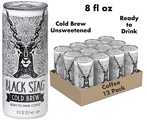 Book Cover Black Stag Coffee Pre-Made Cold Brew, Black, Ready to Drink, 8 fl oz (Pack of 12)