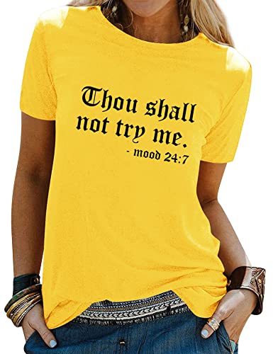 Book Cover Nlife Womens Thou Shall Not Try Me Graphic Tees Vintage T-Shirt Tops