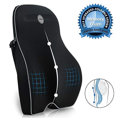 Book Cover VillSure Lumbar Support Pillow, Memory Foam Back Cushion with Breathable 3D Mesh for Car Seat,Office/Computer Chair and Wheelchair,Ideal Ergonomic Back Pillow for Back Pain Relief
