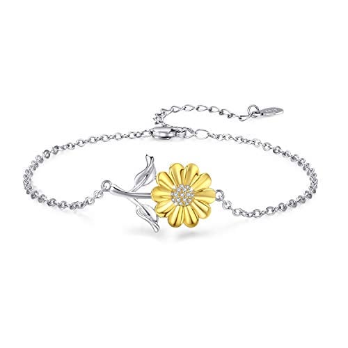 Book Cover Cuoka Sunflower Bracelet 925 Sterling Silver Sunflower Jewelry Sunflower Gift Summer Jewelry for Women