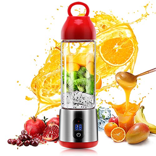 Book Cover Personal Glass Smoothie Blender, USB Rechargeable Portable Blender Juicer Cup, Multifunctional Small Travel Personal Blender for Shakes and Smoothies, Single Serve Fruit Mixer, Easy One Touch Operation, Great for Sports, Travel, Gym and Office (