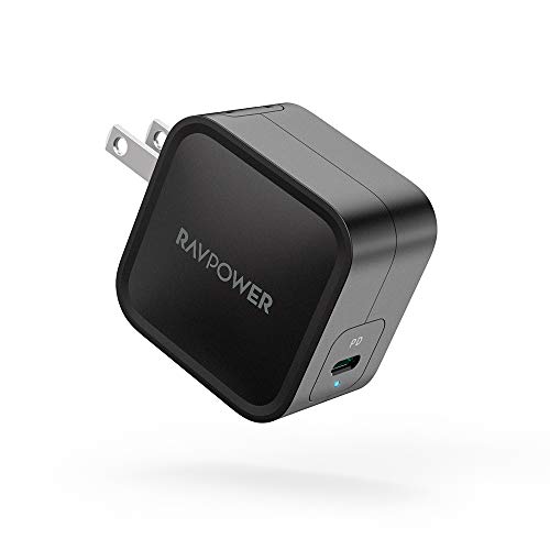 Book Cover USB C Charger, RAVPower 61W Wall Charger PD 3.0 [GaN Tech] Type C Fast Charging Power Delivery Foldable Adapter, Compatible with iPhone 11/Pro/Max, MacBook Pro/Air, Ipad Pro 2018 and More (Black)