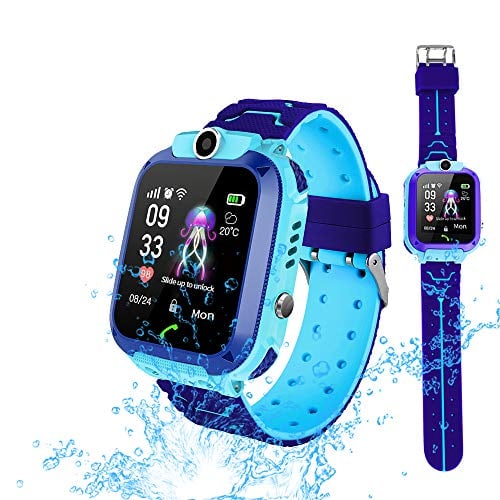 Book Cover Smart Watch Phone for Kids, Waterproof Smartwatches with Tracker HD Touch Screen for Kids Games SOS Alarm Clock Camera Digital Wrist Watch Smartwatch Christmas Birthday Gifts for 3-12 Boy Girls(Blue)