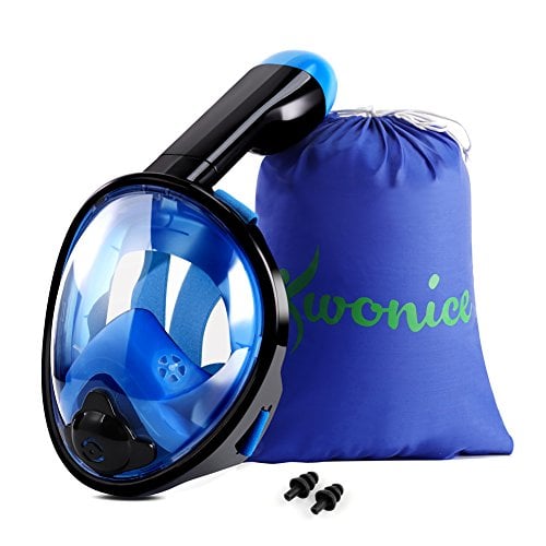 Book Cover WONICE Snorkel Mask Full Face for Kids,180°Panoramic View Anti-Fog, Anti-Leak with Adjustable Head Straps,Compatible and Detachable GoPro Snorkeling & Swimming Mask