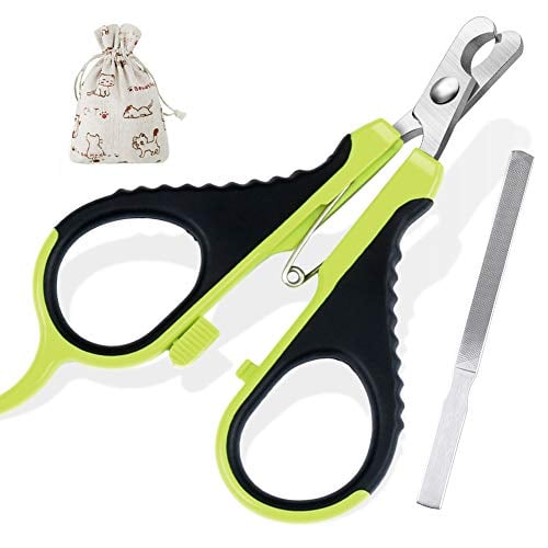 Book Cover cyrico Cat Nail Clippers Pet Nail Clippers for Small Animals with Free Nail File-Professional Small Breed Claw Clippers Claw Toenail Trimmer for Cats Puppy Birds Rabbits Hamsters Ferrets (Black/Green)