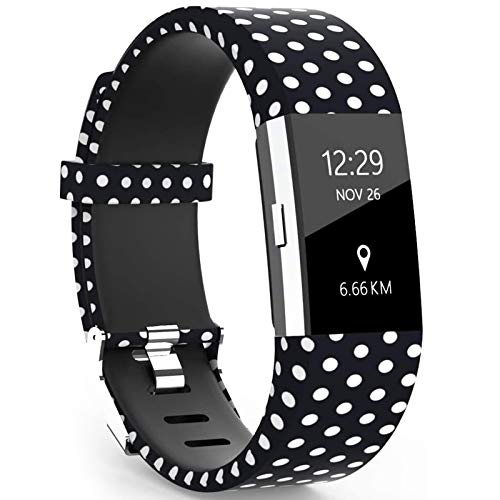 Book Cover TreasureMax Compatible with Fitbit Charge 2 Bands for Women/Men,Silicone Fadeless Pattern Printed Replacement Floral Bands for Fitbit Charge 2 HR Wristbands
