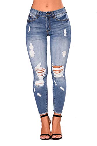 Book Cover Women High Waist Skinny Stretch Ripped Jeans Destroyed Denim Pants