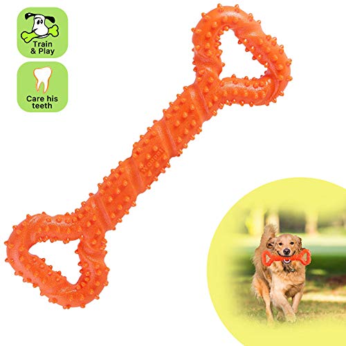 Book Cover Eleangel Dog Toys - Durable Dog Chew Toys for Aggressive Chewers - Teeth Cleaning - Safe Bite Toothbrush Stick for Large Medium Small Dogs (Orange2)
