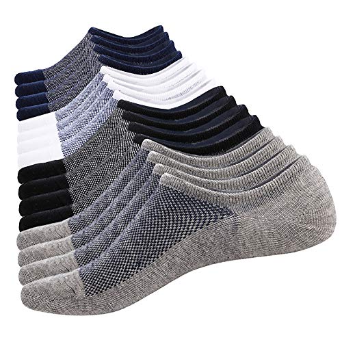 Book Cover Footwit No Show Socks 6/8 Pair Men Socks Cotton Low Cut Ankle Socks, Essentials Short Socks Casual Non-Slip Invisible Sock - - One size