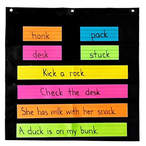 Book Cover PDX Reading Specialist Black Pocket Chart | Best Classroom & Homeschool Teaching Supplies for Kids | Ideal for Sight Words, Sentence Strips, Reading Games, Visual Organization | Works with Dry Erase