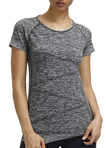 Book Cover Disbest Raglan Short Sleeves Yoga Shirts Round Neck Running Tees High Performance Sport Workout Tops for Women