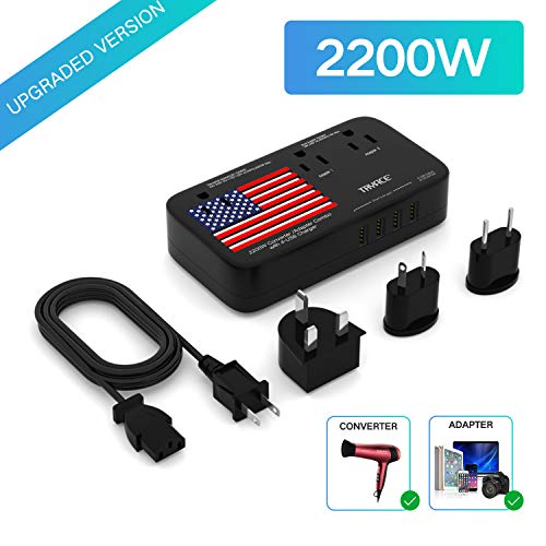Book Cover TryAce 2200W Exclusive Voltage Converter and 10A Travel Adapter with 4-Port USB,Power Converter Step Down 220V to 110V for Hair Dryer/Straightener/Curling Iron,US/UK/EU/AU Plug for 190+ Countries