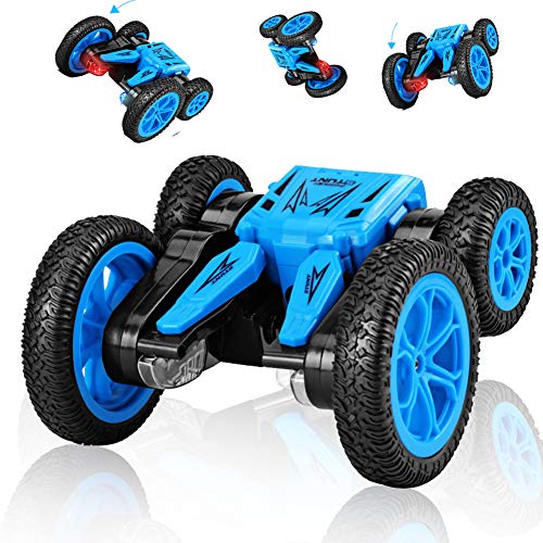 Book Cover SB Toys RC Stunt Car RC Car Remote Control Car, 360 Degree Flips Double Sided Rotating Race Car, Remote Controlled Car for Kids, 4WD Monster Truck Tumbling Crawler Vehicle, Best Gift for Kids Blue