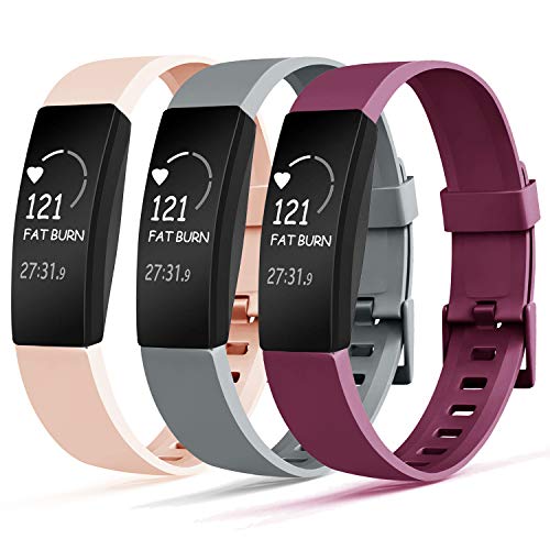 Book Cover Tobfit Bands Replacement Compatible with Fitbit Inspire HR & Fitbit Inspire Accessories Women Men, 3 Pack, Sangria/Pink Sand/Gray, Small