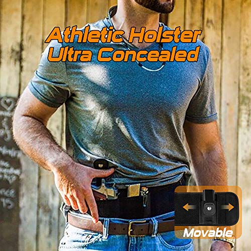 Book Cover Belly Band Holsters Concealed Carry -ã€2019 New Upgrade Movable Mag Pouchã€‘Gun Holster Belt for Women & Man Running Fits for Glock, Sig Sauer, Beretta, S&W M&P, Ruger, Revolver (Right 36'' Waist)