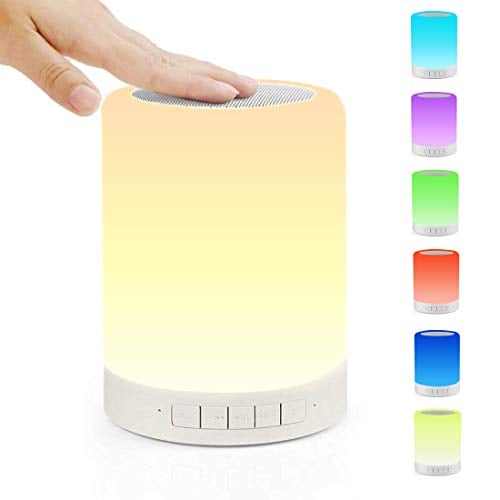 Book Cover Touch Bedside Lamp Ourikamo Night Light Bluetooth Speaker Rechargeable Dimmable Touch Lamp with 7 Colors LED Table Lamp Best Gifts for Women Men Kids Bedroom Sleeping Aid