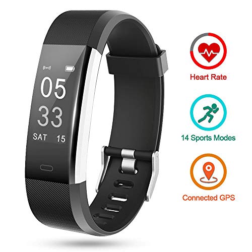 Book Cover Lintelek Fitness Tracker, Slim Activity Tracker with Heart Rate Monitor, IP67 Waterproof Step Counter, Calorie Counter, Pedometer for Kids Women and Men (Deep Black)