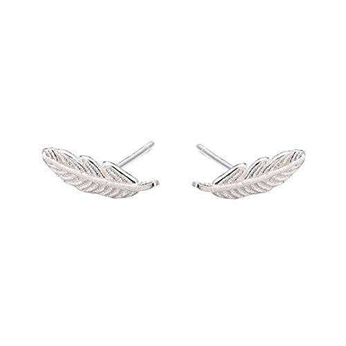 Book Cover SLUYNZ Genuine 925 Sterling Silver Tiny Feather Studs Earrings for Women Teen Girls Sterling Silver Studs Earrings