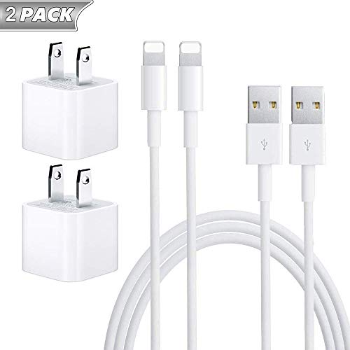 Book Cover iPhone Charger, MFi Certified Cable, [2-Pack] Travel Wall Power Adapter USB Data Charge Sync Cable Compatible with iPhone X/8 Plus/7 Plus/6s/6 Plus/6s Plus/5/5s/5c/XS/XR/XS Max/iPad/iPod