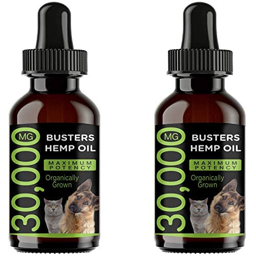 Book Cover K2xLabs 30,000 MG 2-Pack Busters Organic Hemp Oil for Dogs & Cats - Superior Max 30X Potency - Made in USA - Omega Rich 3, 6 & 9 - Natural Relief for Pain, Separation Anxiety