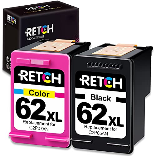 Book Cover RETCH Re-manufactured Ink Cartridge Replacement for HP 62XL 62 XL for Envy 7640 5660 5540 5640 7645 5549 OfficeJet 5740 8040 5741 OfficeJet 200 250 Mobile Printer (1 Black 1 Tri-Color)