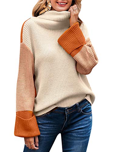 Book Cover BerryGo Women's Casual Long Sleeve Turtleneck Sweater Pullover Knit Jumper