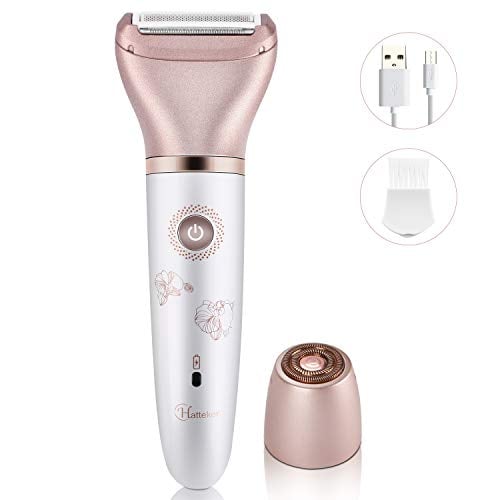 Book Cover Hair Removal for Women, Tencoz Facial Hair Remover 2-in-1 Womens Electric Razor Shaver for Facial, Legs, Underarms and Bikini, Eyebrow Trimmer-USB Rechargeable