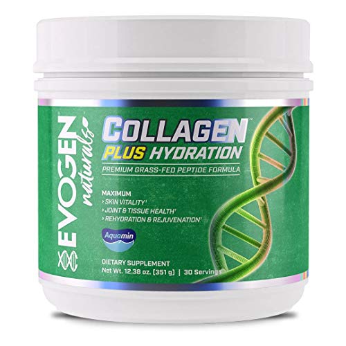 Book Cover Evogen Collagen Plus Hydration Unflavored | Grass Fed Type 1 & 2 Collagen, Aquamin, Vitamin C, Coconut Water Extract, MCT | 30 Servings