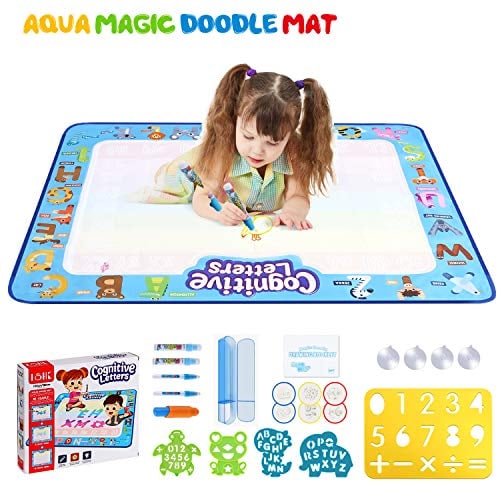 Book Cover Wevon Large Aqua Doodle Mat, 40 x 32 inch Water Drawing Mat, Mess Free Doodling Coloring Painting Educational Writing Mats, Gift for Kids Toddlers Boys Girls Age 3 4 5 6 7 8 Year Old