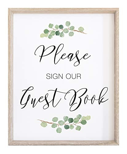 Book Cover Wedding Please Sign our Guest Book Sign | Watercolor Greenery with Eucalyptus Print on Thick Cardstock Paper | NOT FRAMED Guestbook Sign Wedding Decoration | (1) 8x10 Sign
