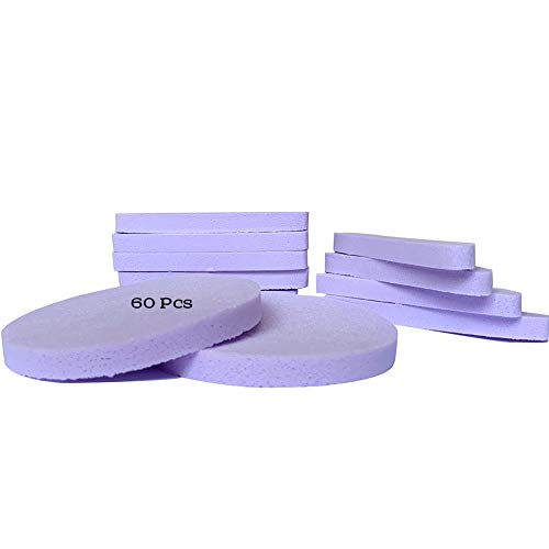 Book Cover Facial Sponge Compressed,60 Pcs PVA Professional Makeup Removal Wash Round Face Sponge Pads Exfoliating Cleansing for Women,Purple